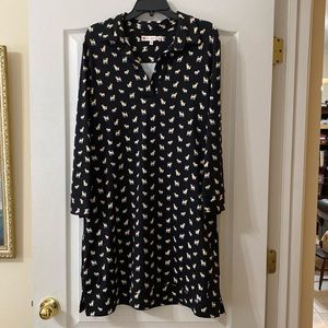Jude Connally Black and Cream Patterned Dress